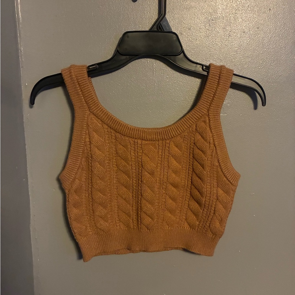 Forever 21 Cable Knit Crop Tank — Camel Brown